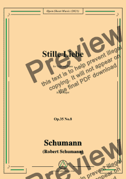 page one of Schumann-Stille Liebe,Op.35 No.8 in D Major,for Voice and Piano