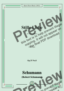 page one of Schumann-Stille Liebe,Op.35 No.8 in B Major,for Voice and Piano