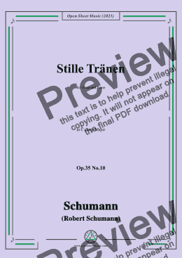 page one of Schumann-Stille Tranen,Op.35 No.10 in C sharp Major,for Voice and Piano