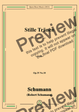 page one of Schumann-Stille Tranen,Op.35 No.10 in D Major,for Voice and Piano