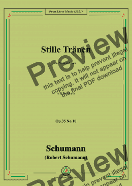 page one of Schumann-Stille Tranen,Op.35 No.10 in E flat Major,for Voice and Piano