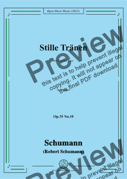 page one of Schumann-Stille Tranen,Op.35 No.10 in E Major,for Voice and Piano