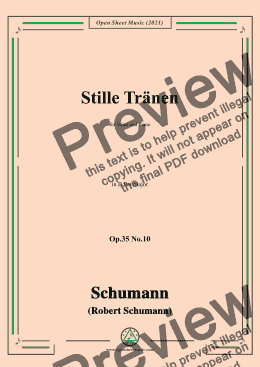 page one of Schumann-Stille Tranen,Op.35 No.10 in B flat Major,for Voice and Piano