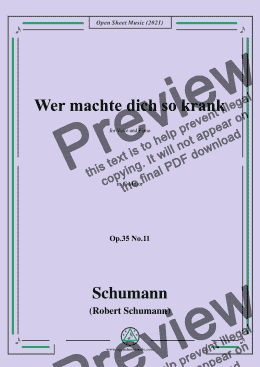 page one of Schumann-Wer machte dich so krank,Op.35 No.11 in C Major,for Voice and Piano