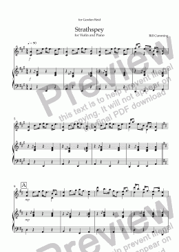 page one of "Strathspey for Violin & Piano"