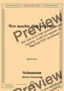 page one of Schumann-Wer machte dich so krank,Op.35 No.11 in G Major,for Voice and Piano