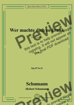 page one of Schumann-Wer machte dich so krank,Op.35 No.11 in G flat Major,for Voice and Piano