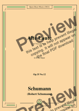 page one of Schumann-Alte Laute,Op.35 No.12,in B flat Major,for Voice and Piano