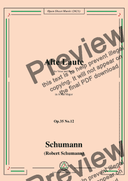 page one of Schumann-Alte Laute,Op.35 No.12,in A flat Major,for Voice&Piano