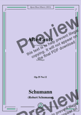 page one of Schumann-Alte Laute,Op.35 No.12,in A Major,for Voice and Piano