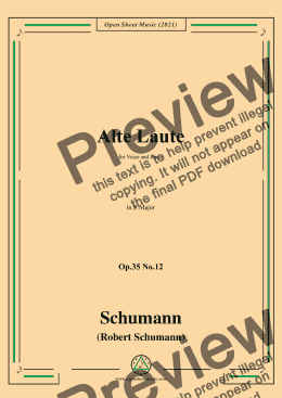 page one of Schumann-Alte Laute,Op.35 No.12,in E Major,for Voice and Piano