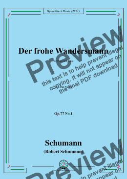 page one of Schumann-Der frohe Wandersmann,Op.77 No.1,in E flat Major,for Voice and Piano