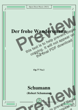 page one of Schumann-Der frohe Wandersmann,Op.77 No.1,in E Major,for Voice and Piano