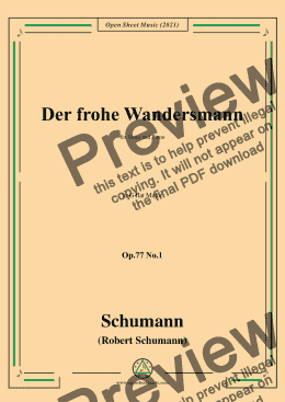 page one of Schumann-Der frohe Wandersmann,Op.77 No.1,in G flat Major,for Voice and Piano