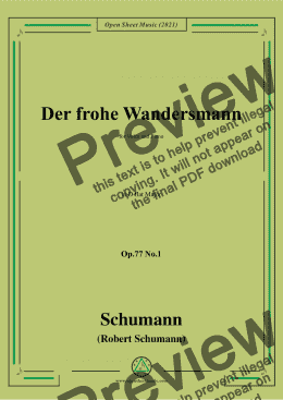 page one of Schumann-Der frohe Wandersmann,Op.77 No.1,in D flat Major,for Voice and Piano