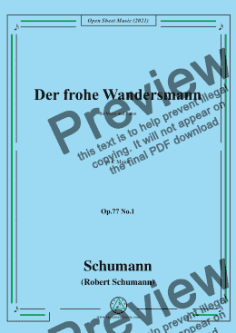 page one of Schumann-Der frohe Wandersmann,Op.77 No.1,in C Major,for Voice and Piano