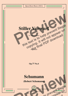 page one of Schumann-Stiller Vorwurf,Op.77 No.4,in a minor,for Voice&Piano