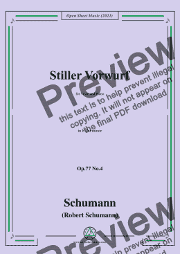 page one of Schumann-Stiller Vorwurf,Op.77 No.4,in b flat minor,for Voice and Piano