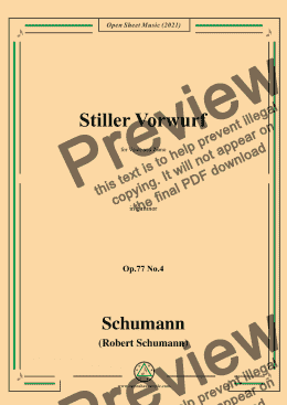 page one of Schumann-Stiller Vorwurf,Op.77 No.4,in b minor,for Voice and Piano