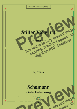 page one of Schumann-Stiller Vorwurf,Op.77 No.4,in c minor,for Voice and Piano