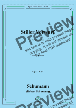 page one of Schumann-Stiller Vorwurf,Op.77 No.4,in c sharp minor,for Voice and Piano