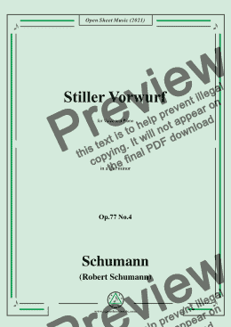 page one of Schumann-Stiller Vorwurf,Op.77 No.4,in a flat minor,for Voice and Piano