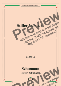 page one of Schumann-Stiller Vorwurf,Op.77 No.4,in g minor,for Voice and Piano