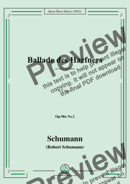 page one of Schumann-Ballade des Harfners,Op.98a No.2,in C Major,for Voice and Piano