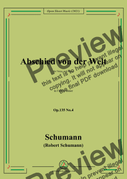 page one of Schumann-Abschied von der Welt,Op.135 No.4 in f sharp minor,for Voice and Piano