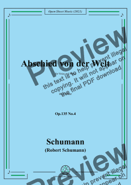 page one of Schumann-Abschied von der Welt,Op.135 No.4 in g minor,for Voice and Piano