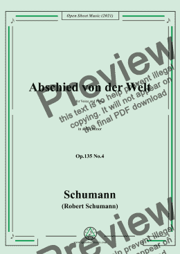 page one of Schumann-Abschied von der Welt,Op.135 No.4 in a flat minor,for Voice and Piano