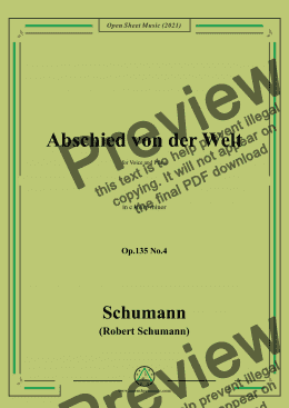 page one of Schumann-Abschied von der Welt,Op.135 No.4 in c sharp minor,for Voice and Piano