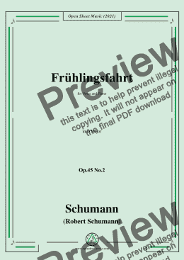 page one of Schumann-Fruhlingsfahrt,Op.45 No.2,in D Major,for Voice and Piano