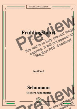 page one of Schumann-Fruhlingsfahrt,Op.45 No.2,in E flat Major,for Voice and Piano