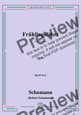 page one of Schumann-Fruhlingsfahrt,Op.45 No.2,in E Major,for Voice and Piano