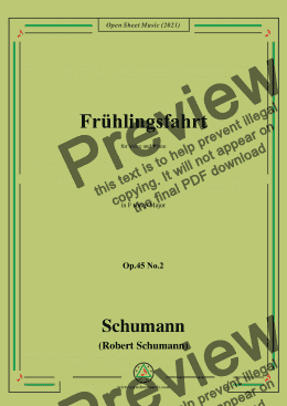 page one of Schumann-Fruhlingsfahrt,Op.45 No.2,in F sharp Major,for Voice and Piano