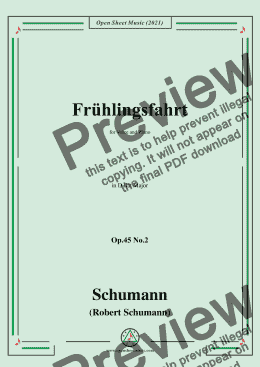 page one of Schumann-Fruhlingsfahrt,Op.45 No.2,in D flat Major,for Voice and Piano