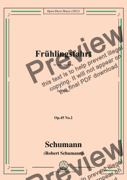 page one of Schumann-Fruhlingsfahrt,Op.45 No.2,in C Major,for Voice and Piano