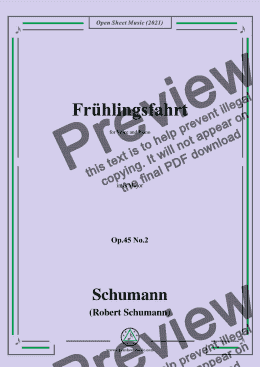 page one of Schumann-Fruhlingsfahrt,Op.45 No.2,in B Major,for Voice and Piano