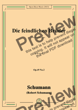 page one of Schumann-Die feindlichen Bruder,Op.49 No.2 in b minor,for Voice and Piano