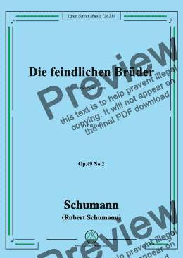 page one of Schumann-Die feindlichen Bruder,Op.49 No.2 in c minor,for Voice and Piano