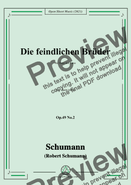 page one of Schumann-Die feindlichen Bruder,Op.49 No.2 in c sharp minor,for Voice and Piano