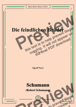 page one of Schumann-Die feindlichen Bruder,Op.49 No.2 in d minor,for Voice and Piano