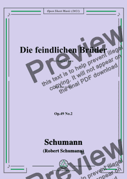 page one of Schumann-Die feindlichen Bruder,Op.49 No.2 in b flat minor,for Voice and Piano