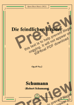 page one of Schumann-Die feindlichen Bruder,Op.49 No.2 in a minor,for Voice and Piano