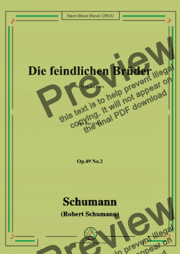 page one of Schumann-Die feindlichen Bruder,Op.49 No.2 in a flat minor,for Voice and Piano