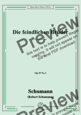 page one of Schumann-Die feindlichen Bruder,Op.49 No.2 in f sharp minor,for Voice and Piano