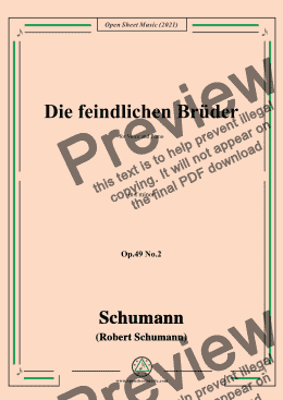 page one of Schumann-Die feindlichen Bruder,Op.49 No.2 in f minor,for Voice and Piano