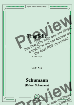 page one of Schumann-Tragodie,Op.64 No.3(Part I),in A flat Major,for Voice and Piano