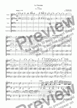 page one of Verdi La Traviata, including Brindisi for String Orchestra